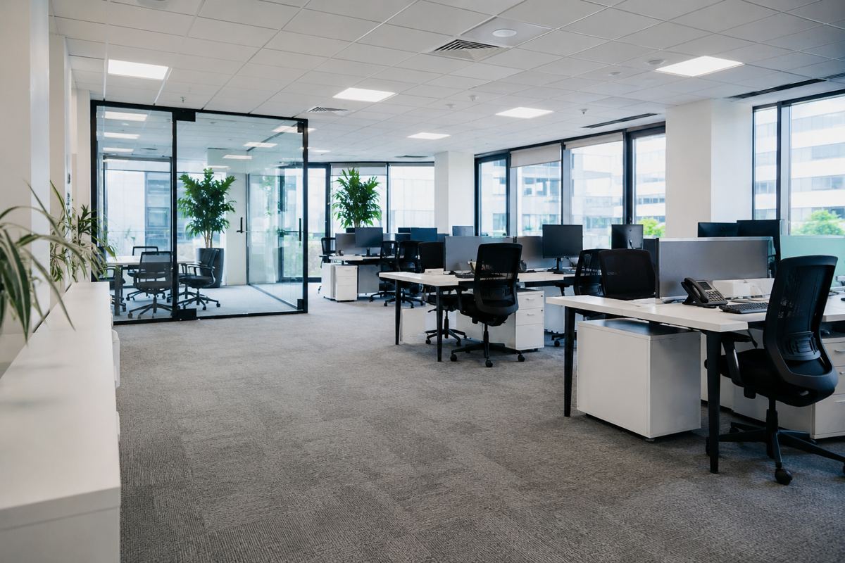 Bright, modern open-plan office interior